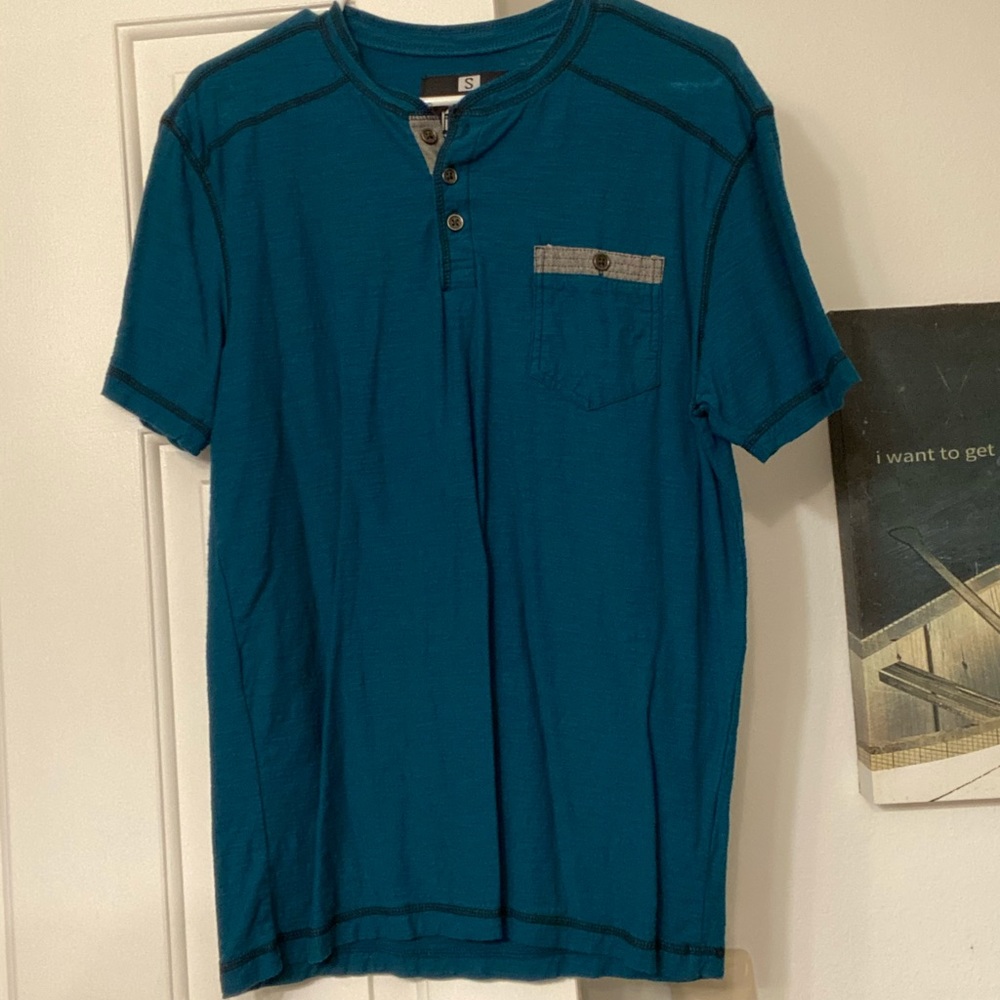 Small teal Henley.
